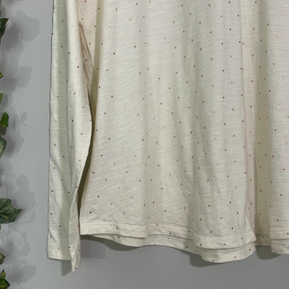 OLD NAVY | LONG SLEEVES TOP SIZE XXL CREAM COOPER  COTTON POLKA DOTS - Picture 3 of 8